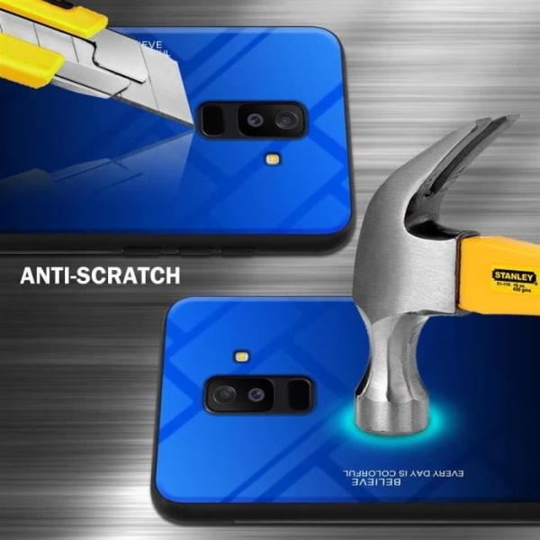 Coque - CADORABO - Samsung Galaxy A6 PLUS 2018 - Överlägset skydd - Antiglidskydd - Tvåfärgad BLÅ - SVART MÖRKBLÅ