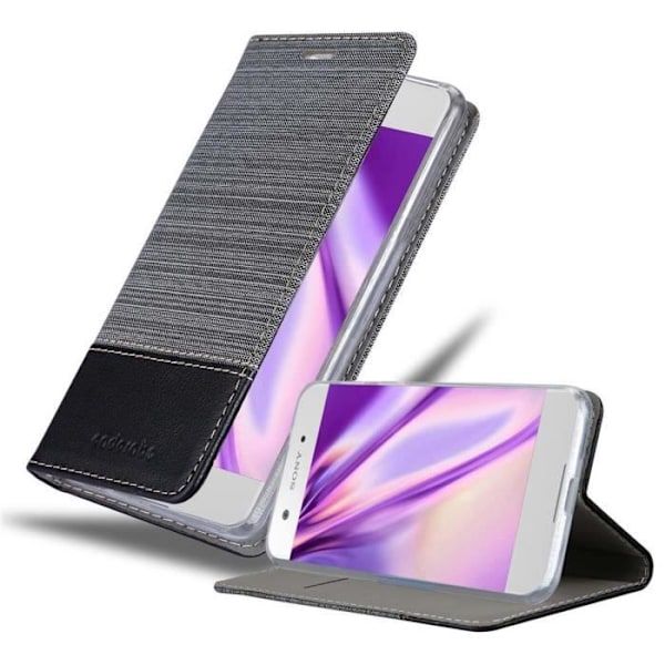 Fodral till Sony Xperia XA1 - CADORABO - Bokomslag - Läderimitation - Gråsvart - Magnetisk stängning MÖRKGRÅ