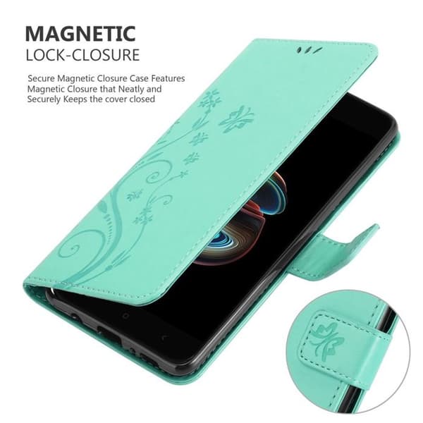 Fodral med lock för Xiaomi Mi A1 / Mi 5X Turquoise Blommig Design Skydd Plånbok Blå