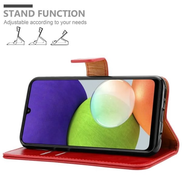 Coque - CADORABO - A22 4G / M22 / M32 4G - Similicuir - Röd Körsbär - Ställfunktion RÖDA KÖRSBÄR