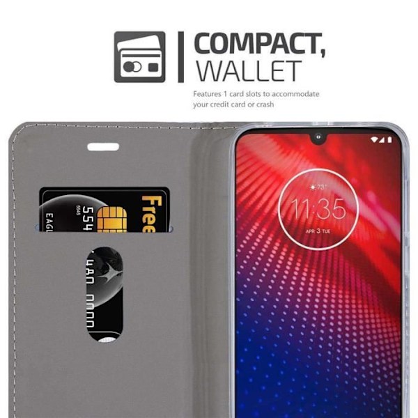 Coque för Motorola MOTO Z4 - CADORABO - Book Style-fodral - Syntetläder - Ljusgrå Brun - Magnetstängning LJUSGRÅ BRUN