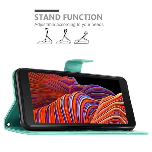 Coque - CADORABO - Samsung Galaxy XCover 5 - Similicuir - Turquoise blommor - Portföljskydd Blommig turkos