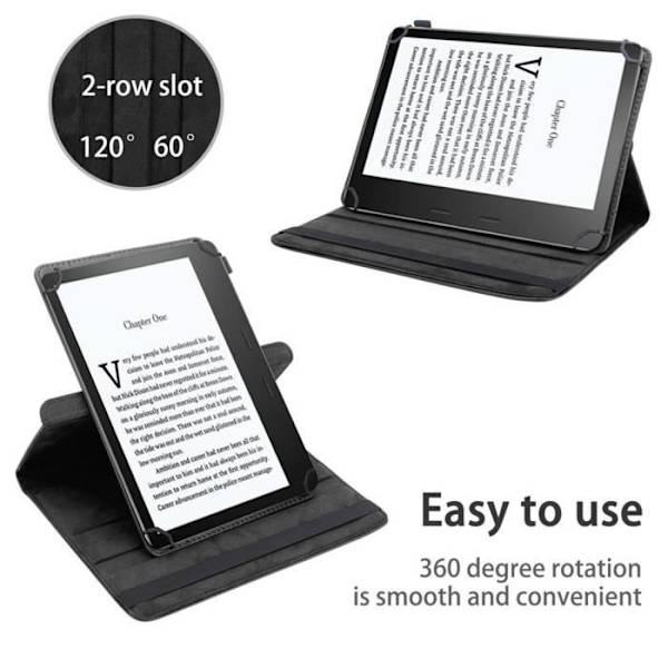 Skyddsfodral - CADORABO - Kindle Oasis 2016 - Läderimitation - 360° rotation - Integrerat stöd Svart