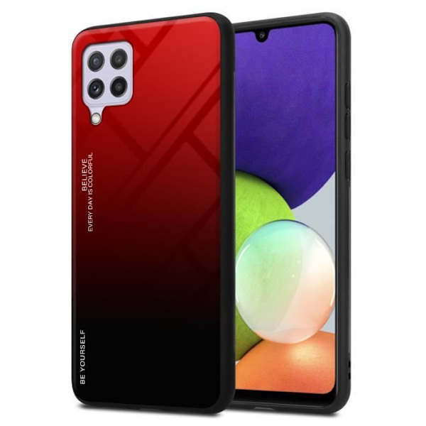 Fodral till Samsung Galaxy A22 4G / M22 / M32 4G Fodral i RÖTT - SVART Fodral Skydd bicolor TPU