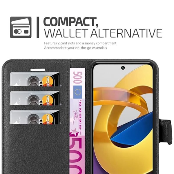 Coque för Xiaomi POCO M4 PRO 5G Fodral i SVART DE JAIS Etui Skydd med magnetisk stängning Plånbok Svart