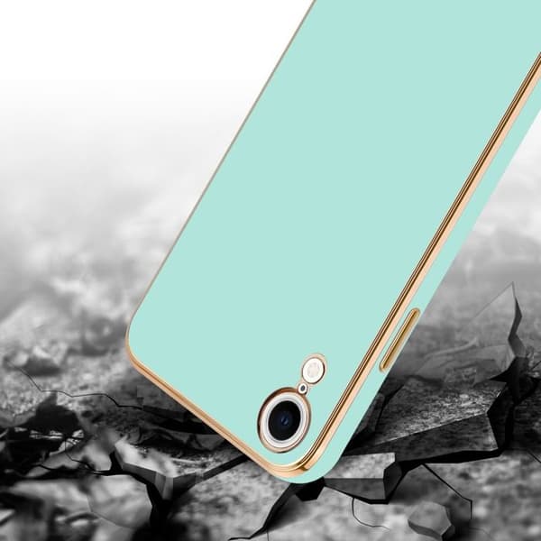 iPhone XR Fodral Glansig Mintgrön - Guld med skydd för kamera Grön