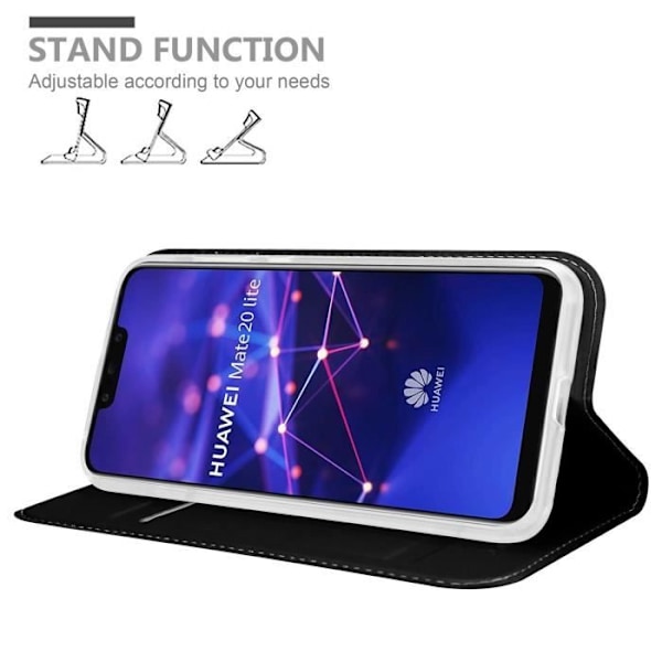 Coque - CADORABO - MATE 20 LITE - Klassisk och modern - Fack för kort - Ställfunktion Svart