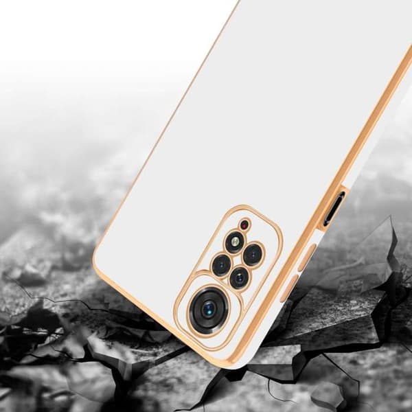 Fodral för Xiaomi RedMi NOTE 11 4G / 11S 4G Glansig Vit - Guld med skydd för kamera Vit