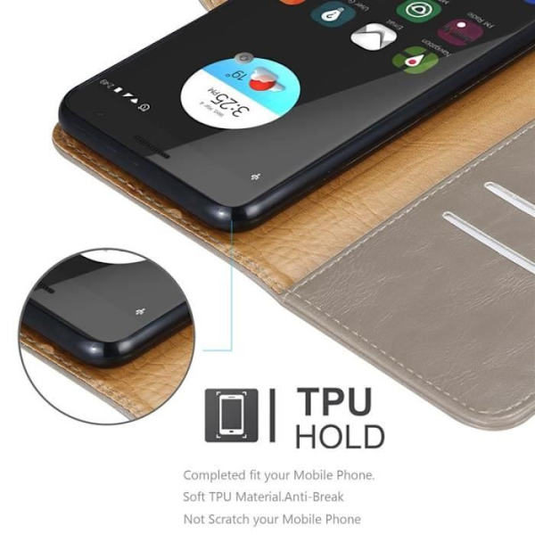 Fodral - CADORABO - ZTE Blade V7 - Brun konstläder - Stativfunktion - Magnetisk kastanj