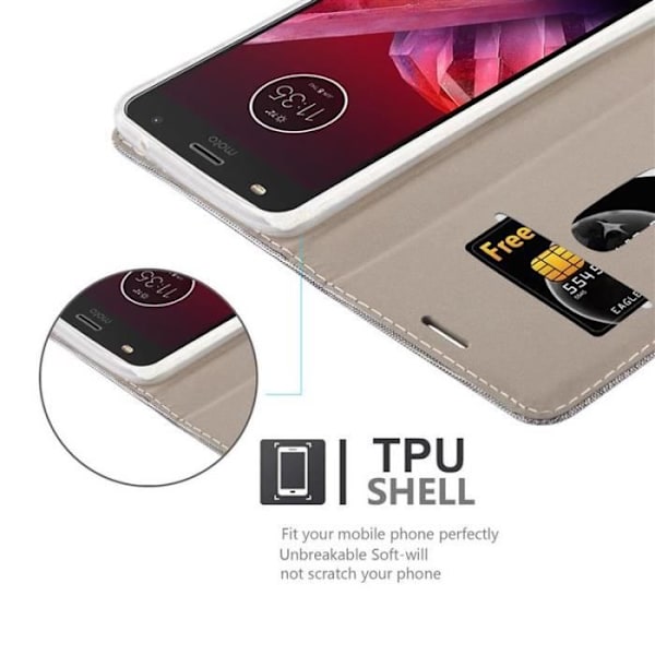 Lenovo (Motorola) MOTO Z2 PLAY Fodral i LJUSGRÅ BRUN från Cadorabo (TYG-LÄDERDESIGN) Helt skyddsfodral med