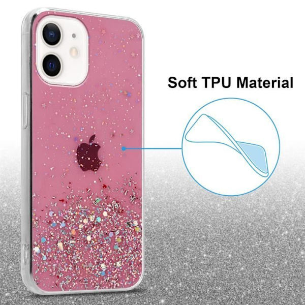 Coque - CADORABO - iPhone 12 MINI - Rosa Paljetter - Skydd av Silikon TPU - Tunn och Lätt Design Rosa