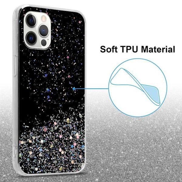 Skyddshölje - CADORABO - iPhone 12 PRO MAX - Silikon TPU - Glittrande design - Stötabsorberande skydd Svart