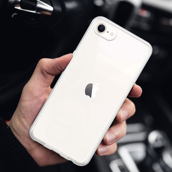 Transparent stötsäker silikonfodral för iPhone SE4 Vit