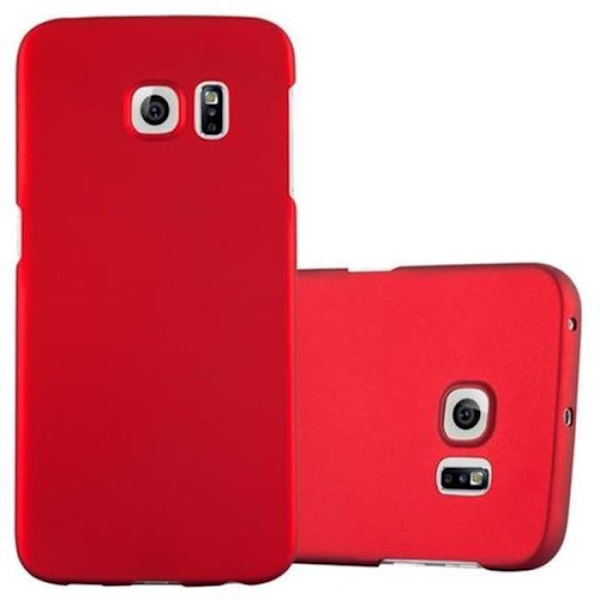 Samsung Galaxy S6 EDGE Fodral Röd Metall Matt Design - Cadorabo - Ultra Slim Bumper Röd
