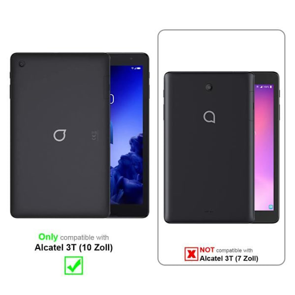 Tablettfodral - CADORABO - Alcatel 3T - Brunt läderimitation - 360° skydd - Stativfunktion Brun