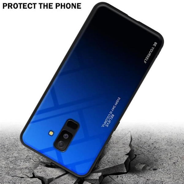Coque - CADORABO - Samsung Galaxy A6 PLUS 2018 - Överlägset skydd - Antiglidskydd - Tvåfärgad BLÅ - SVART MÖRKBLÅ