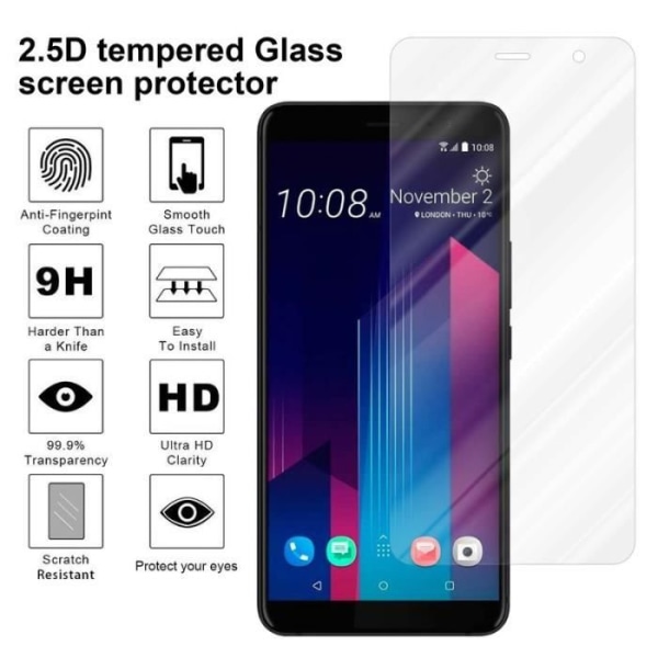 Cadorabo härdat glas HTC U11 PLUS skärmskyddsfilm härdat skärmskydd TRANSPARENT