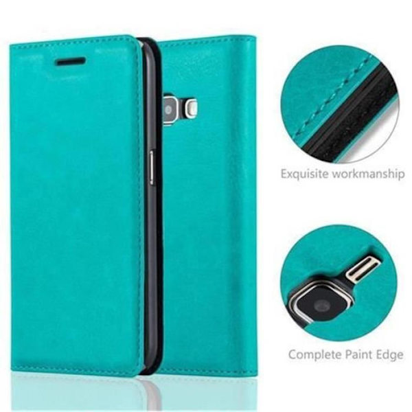 Cadorabo Samsung Galaxy J1 2016 Fodral TURKOS Osynlig MAGNETISK STÄNGNING Fodral Skydd Stöder Stand Card Slot