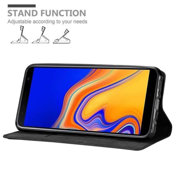 Coque portefeuille - CADORABO - Samsung Galaxy J6 PLUS - Syntetiskt läder - Magnetstängning - 360° flip Svart