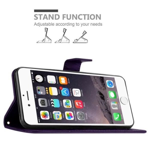 Fodral till iPhone 6 PLUS / 6S PLUS - CADORABO - Lila - Imiterat läder - Blommönster - Stativfunktion Lila