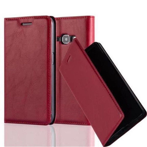 Cadorabo Fodral Samsung Galaxy J1 2016 RÖD OVISBAR MAGNETISK STÄNGNING Fodral Fodral Fodral Fodral stöder kortplats för stativ