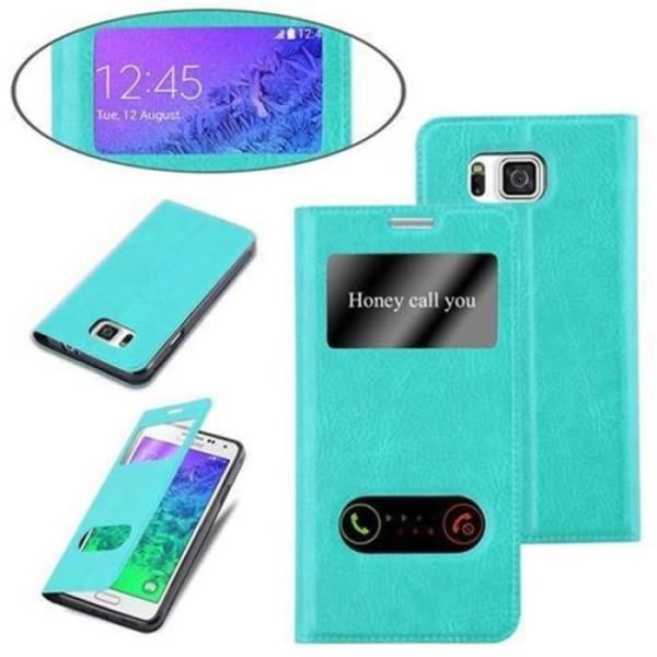 Samsung Galaxy ALPHA Fodral i MINT TURQUOISE av Cadorabo (Design VIEW) Helt skyddsfodral med flipskydd, stativ