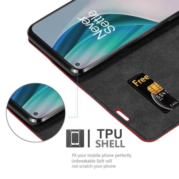 Cadorabo Fodral för OnePlus Nord N10 5G i APPLE RED Skyddsfodral magnetisk stängning