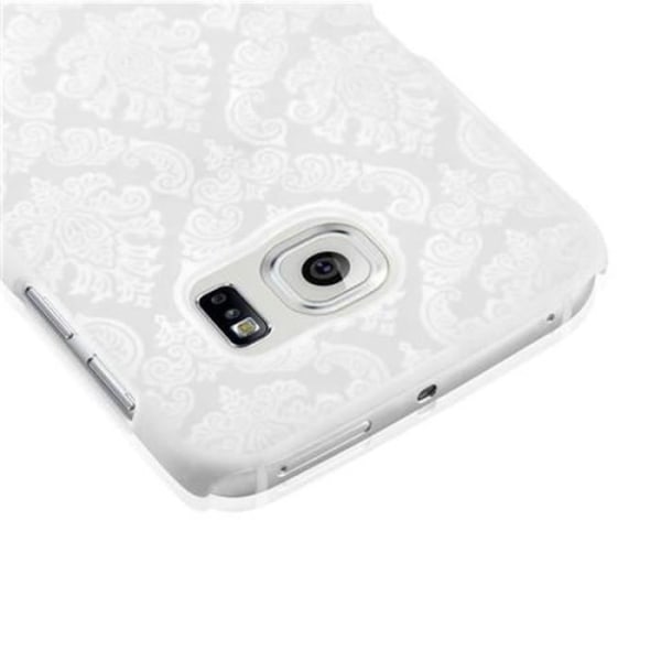 Cadorabo fodral till Samsung Galaxy S6 EDGE - i vitt - Henna blommor paisley design - hårt skal