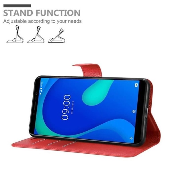 Fodral till WIKO Y80 - CADORABO - Röd - Imiterat läder - Stativfunktion - Kortfack Röd