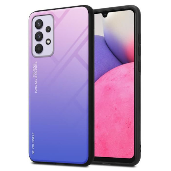 Coque - CADORABO - Samsung Galaxy A33 5G - Bicolour skydd - Halvglatt - Modern ROSA - BLÅ