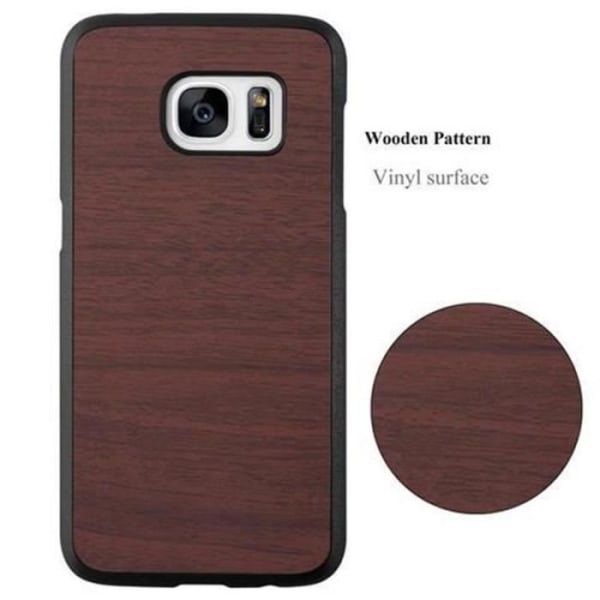 Samsung Galaxy S7-fodral i WOODY CAFÈ BROWN av Cadorabo (WOODY Design) Ultratunt hårt plastfodral med anti-slip