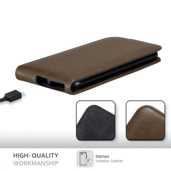 Etui för Sony Xperia E5 Flip-fodral i MÖRK BRUN Skydd brun