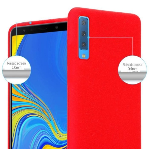 Hus för Samsung Galaxy A7 2018 - CADORABO - Mjuk Skal - Silikon TPU - FROST RÖD - Optimal Skydd RÖD