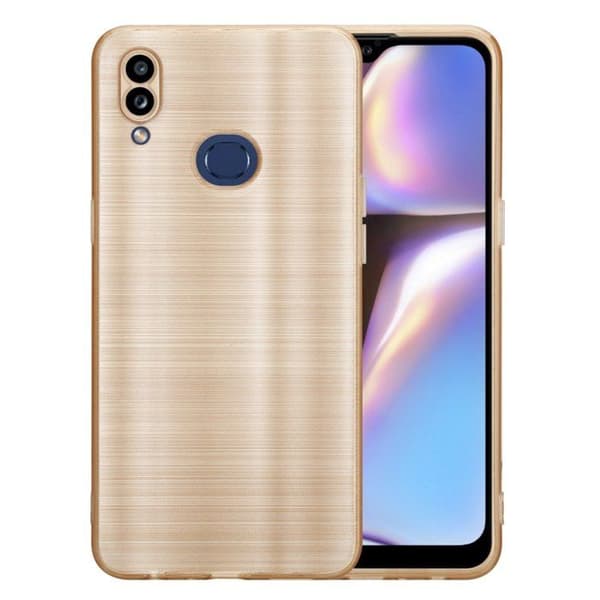 Skyddsfodral för Samsung Galaxy A10s / M01s Borstad Guld Kameraskydd Gul