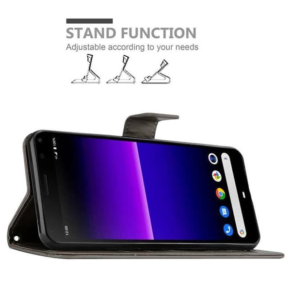 Fodral med lock för Sony Xperia 8 Etui i GRÅ BLOMMÖNSTER Skydd Design Blommig Plånbok Grå