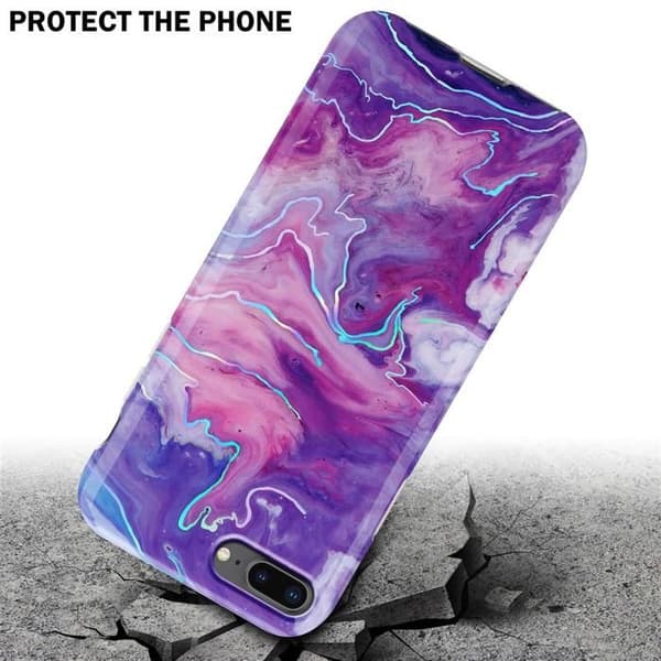 Skal för iPhone 7 PLUS / 7S PLUS / 8 PLUS i Lila Rosa Marmor Nr. 19 Skyddsetui Violett