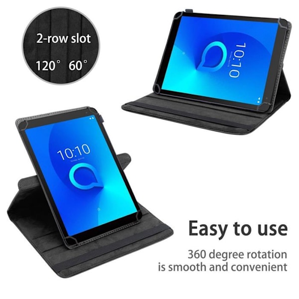 Skyddsfodral för Alcatel 3T (7 tum) Etui i SVART Hölster Fodral Skydd 360 grader konstläder Plånbok Wallet Svart