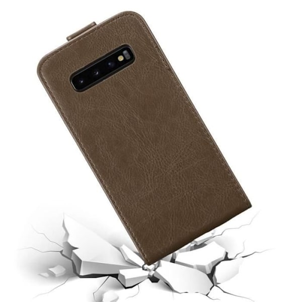 Flip-fodral - CADORABO - Samsung Galaxy S10 - Läderimitation - Brun - Magnetisk stängning kastanj