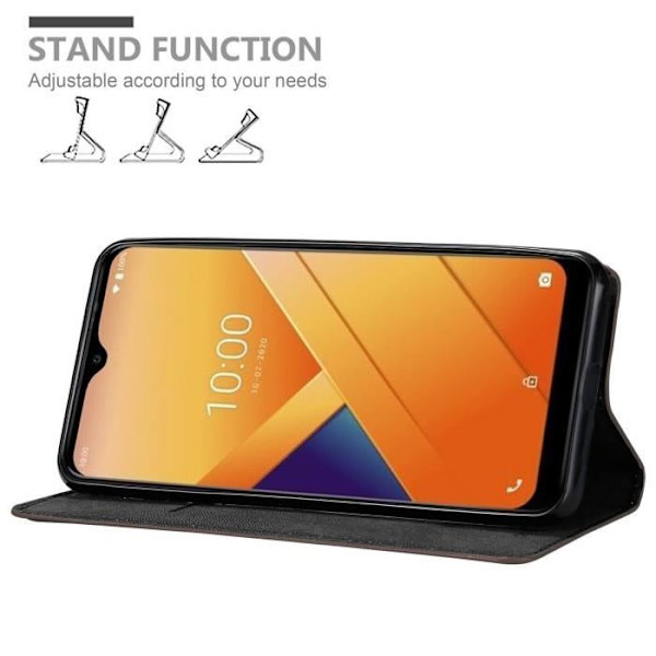 Telefonskal - CADORABO - WIKO Y81 - Kaffeebrun - Syntetiskt läder - Magnetisk stängning kaffe brunt