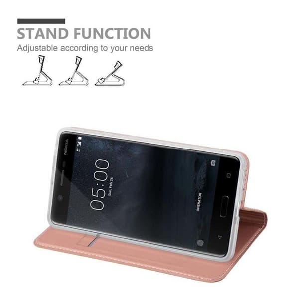 Flip-fodral för Nokia 5 2017, Etui i CLASSY GULD ROSÉ, Stötsäker plånbok Ros
