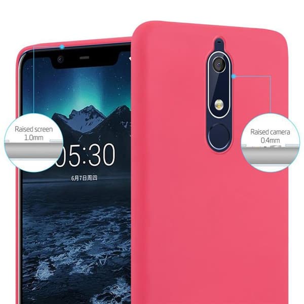 Skyddsskal för Nokia 5.1 CANDY RÖD Stötsäker Silikon Röd