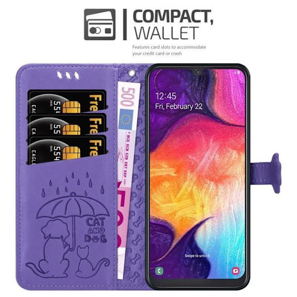 Coque - CADORABO - A50/A50s/A30s - Similicuir - Lila - Mönster av hundar och katter Lila