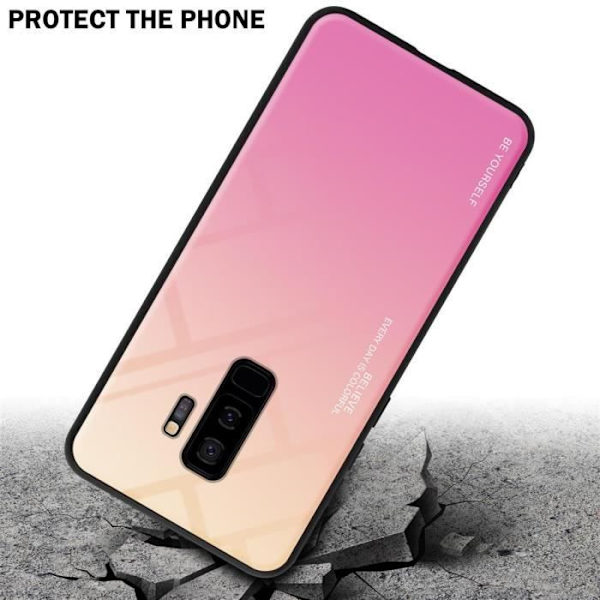 Coque - CADORABO - Samsung Galaxy S9 PLUS - Bicolor Gul/Rosa - TPU-skydd - Halkfri Gul, Rosa
