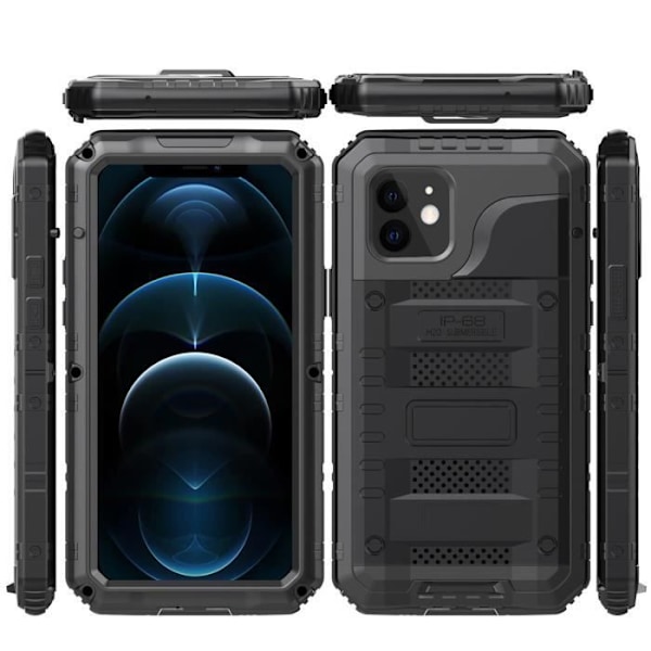 Coque - CADORABO - iPhone 12 - Skydd 360° - Stötresistent - Utomhus Heavy Duty Svart