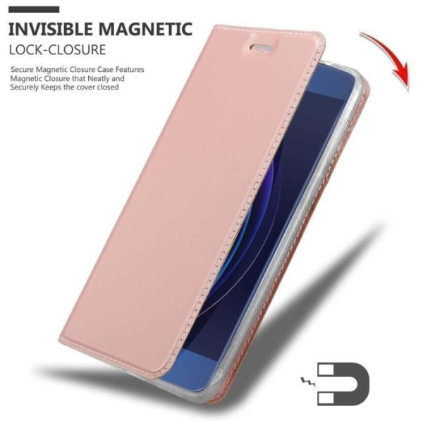 Cadorabo Fodral för Honor 8 i CLASSY ROSE GOLD - Skyddskåpa med magnetlås, horisontellt stativ och kortplats -