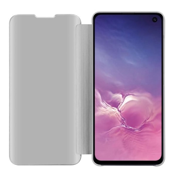Fodral - CADORABO - Samsung Galaxy S10e - Clear View - Silver - 360 graders skydd Pengar