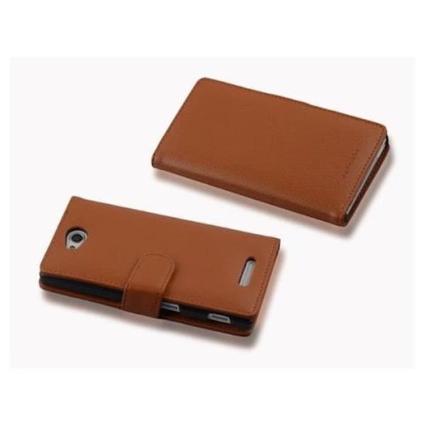 Cadorabo Coque Sony Xperia C < STRUCTURE Fodral Etui Case Skydd Magnetisk och kortficka NÖTBRUN