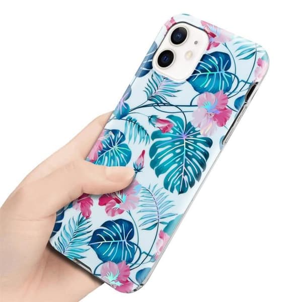 Skal för iPhone 12 / 12 PRO i SKALLOPPA Blomsterdesign Vit