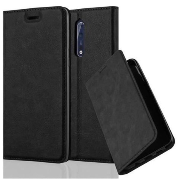 Nokia 8 Fodral i NIGHT BLACK från Cadorabo (INVISIBLE MAGNETIC CLOSURE Design) Helt skyddsfodral med Flip Flip och