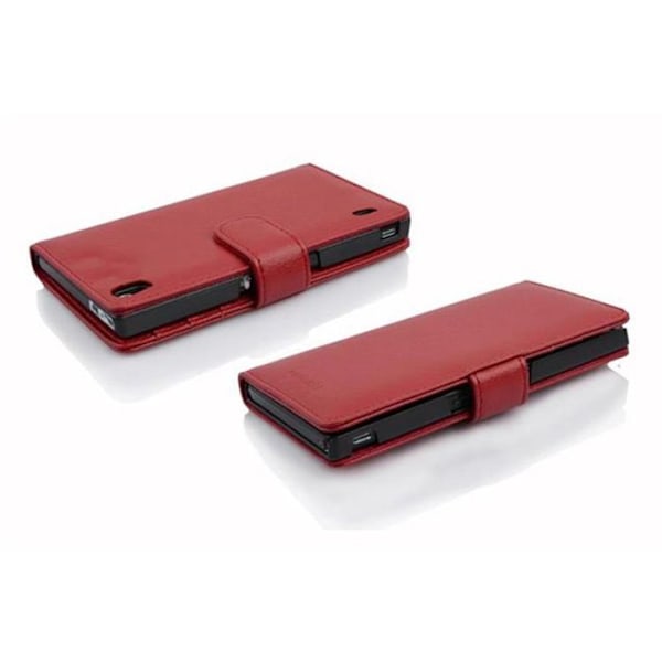 Coque för Huawei ASCEND P7 i KIRSCHRÖD Skydd omslag med platser för kort. Röd